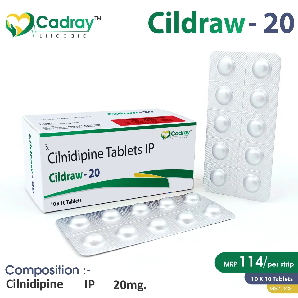 Cilnidipine 20mg Tablet | Cildraw 20 in PCD Pharma Franchise